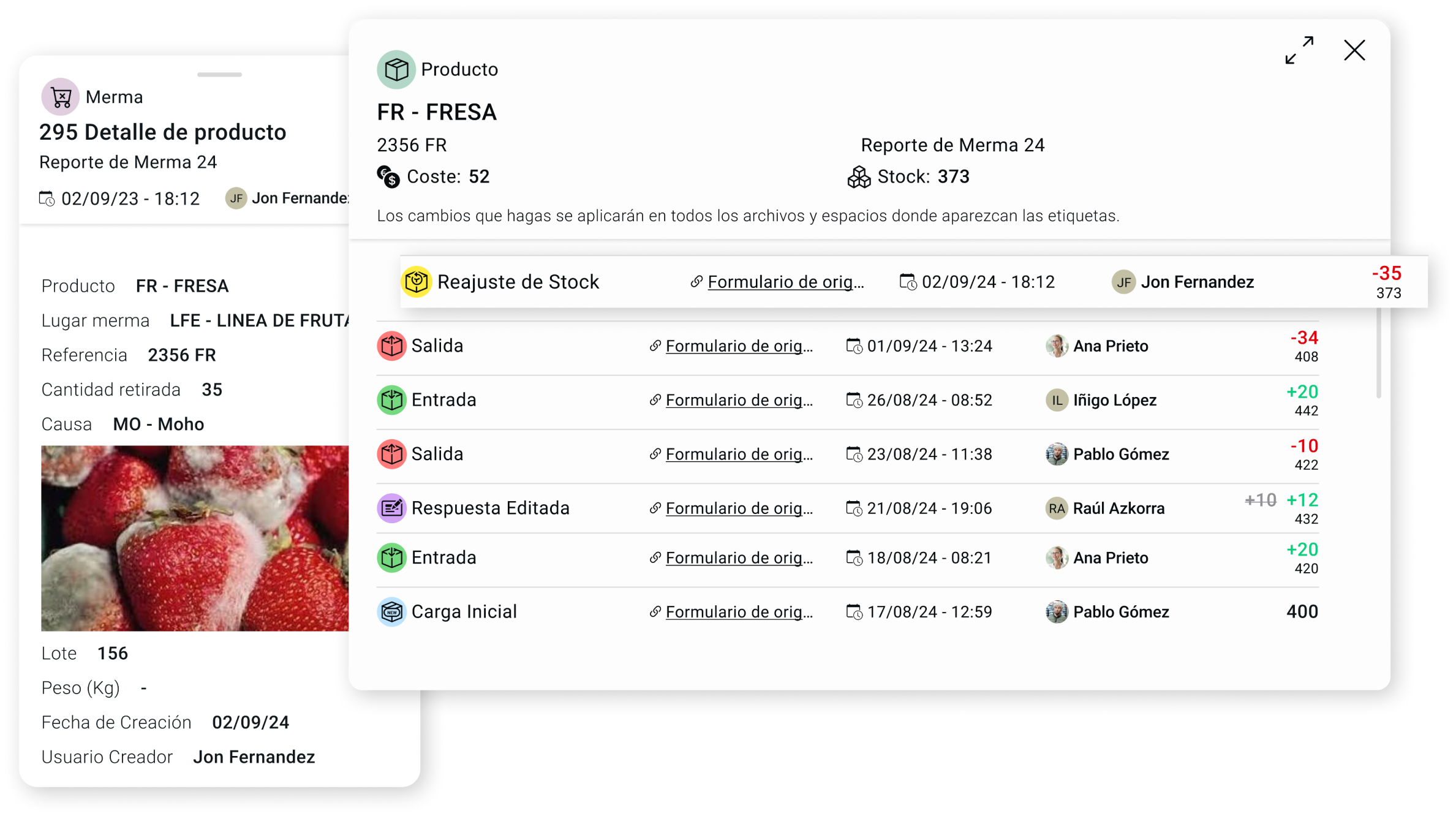 Software desperdicio alimentario: Captura de datos Mairu